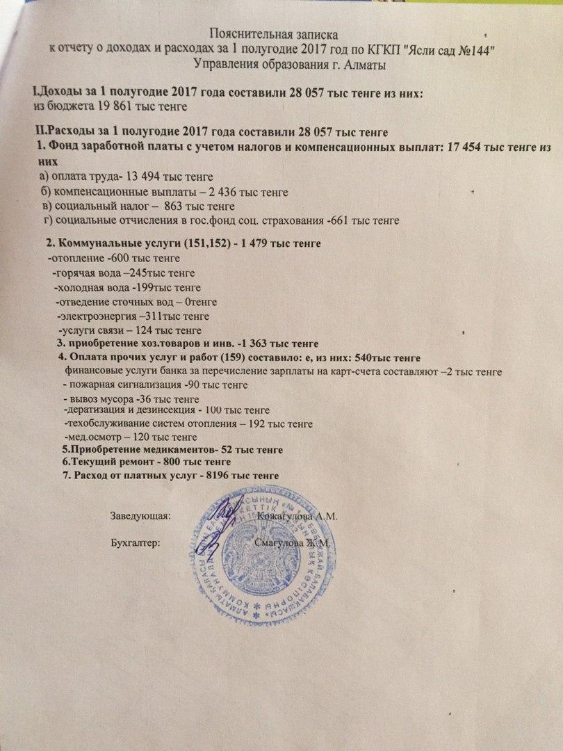 Отчет о доходах и росходах